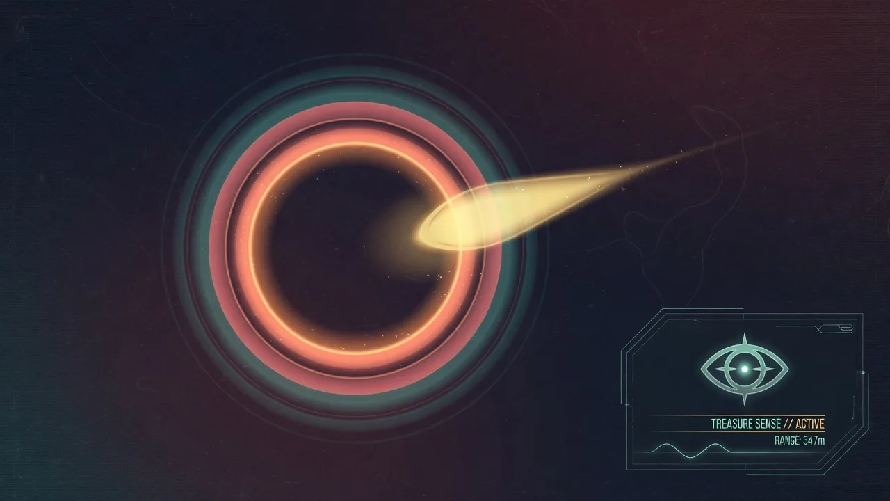 Abstract treasure-sense heat rings and direction pulse